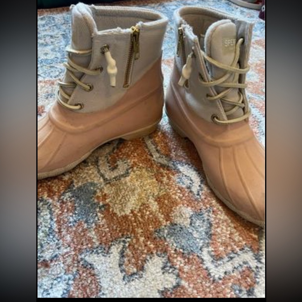 Sperry Cream and Pink Boots